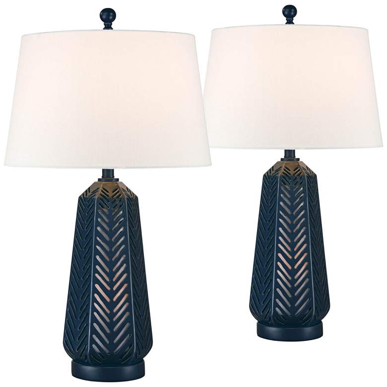 Image 1 Crew Navy Blue Night Light Table Lamps Set of 2