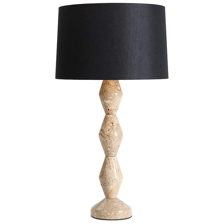 Image 1 Crew Travertine Buffet Lamp (Black Shade)