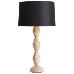 Crew Travertine Buffet Lamp (Black Shade)