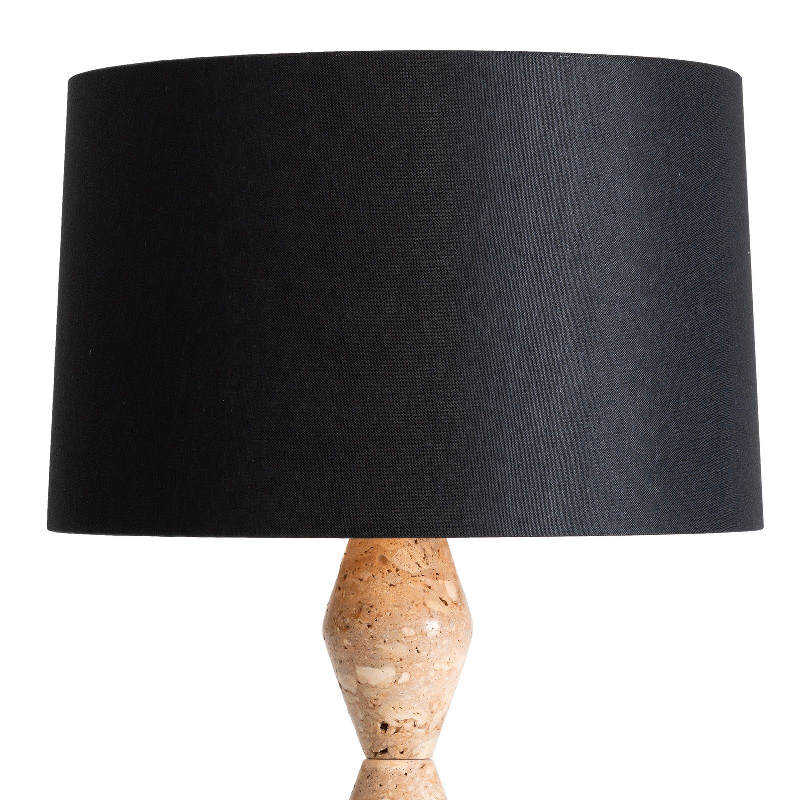 Image 2 Crew Travertine Buffet Lamp (Black Shade) more views