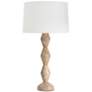 Crew Travertine Buffet Lamp (Natural Linen Shade)