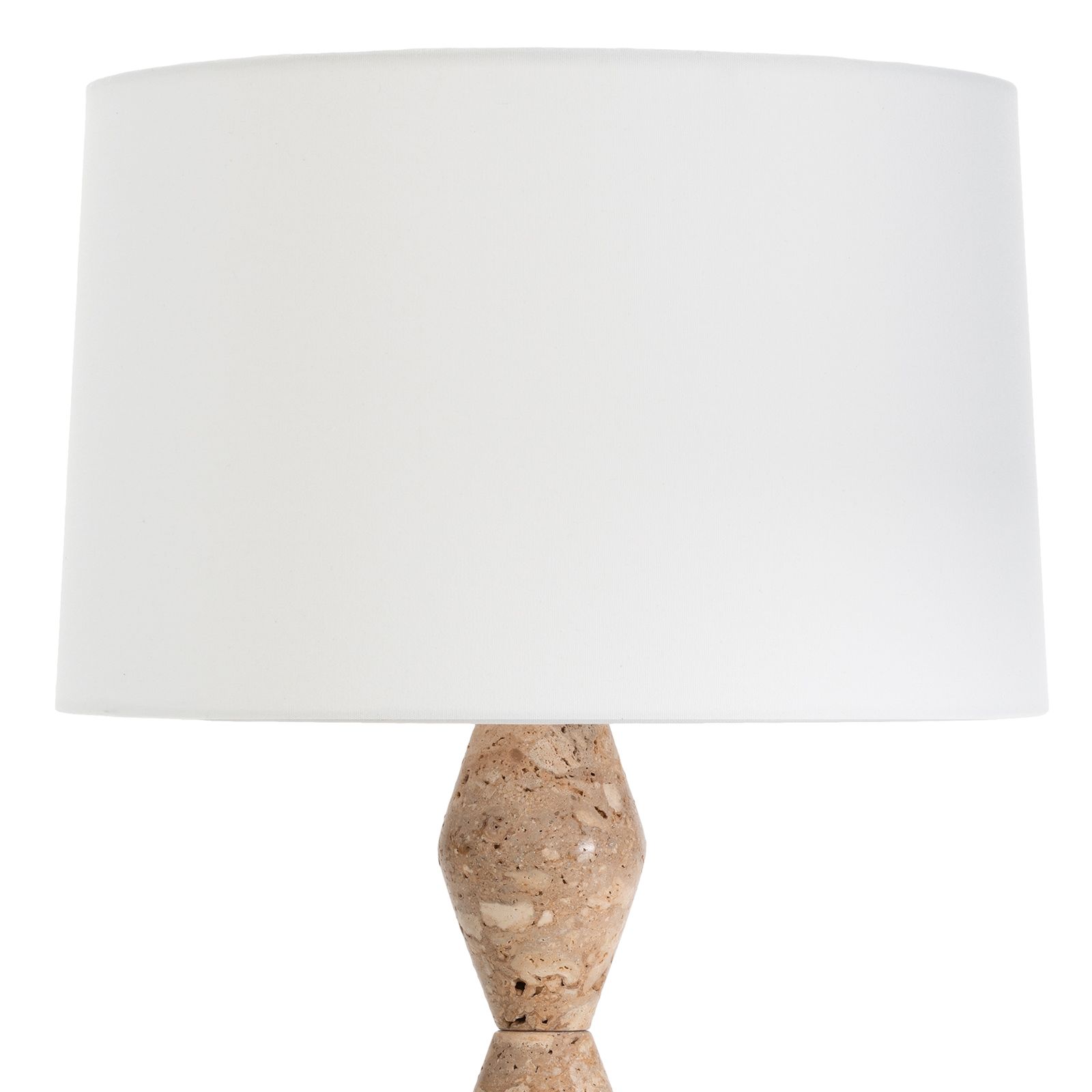 Image 2 Crew Travertine Buffet Lamp (Natural Linen Shade) more views