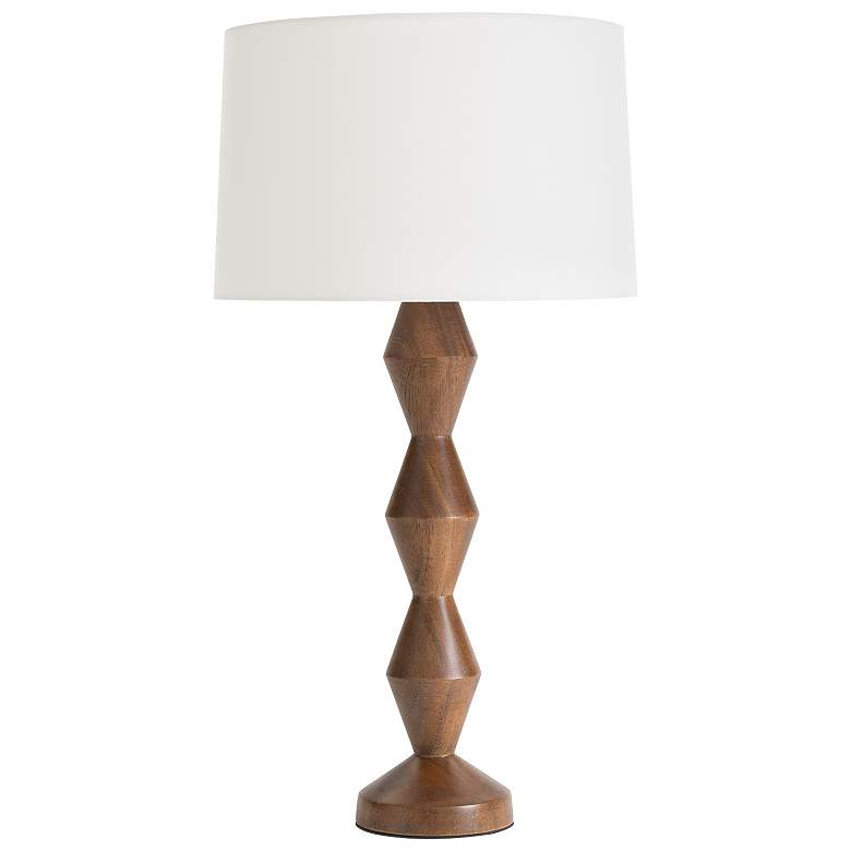Image 1 Crew Walnut Buffet Lamp (Natural Linen Shade)