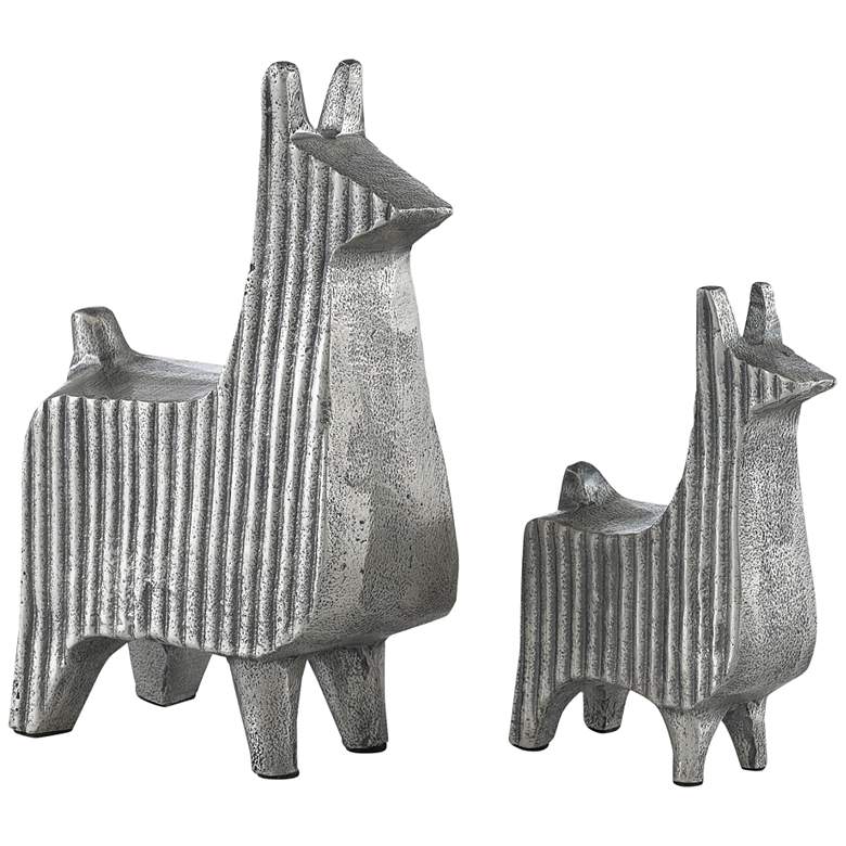 Image 1 Cria Llama Antique Silver Aluminum Sculptures Set of 2