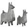 Cria Llama Antique Silver Aluminum Sculptures Set of 2