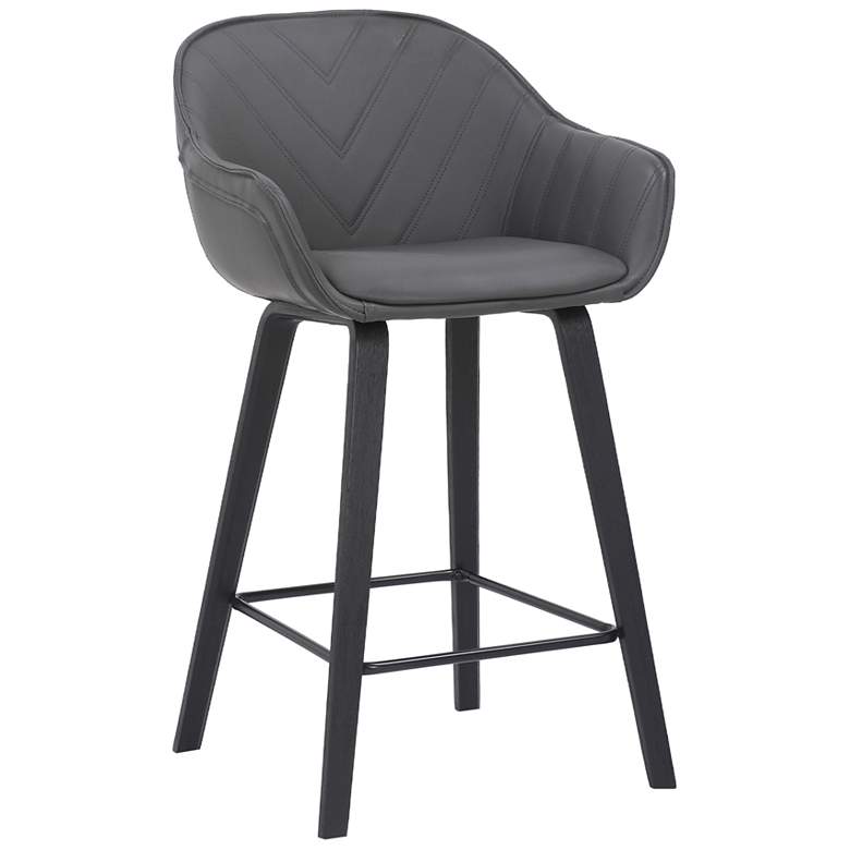 Image 1 Crimson 26 in. Barstool in Black Powder Coated Finish, Gray Faux Leather