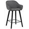 Crimson 26 in. Barstool in Black Powder Coated Finish, Gray Faux Leather