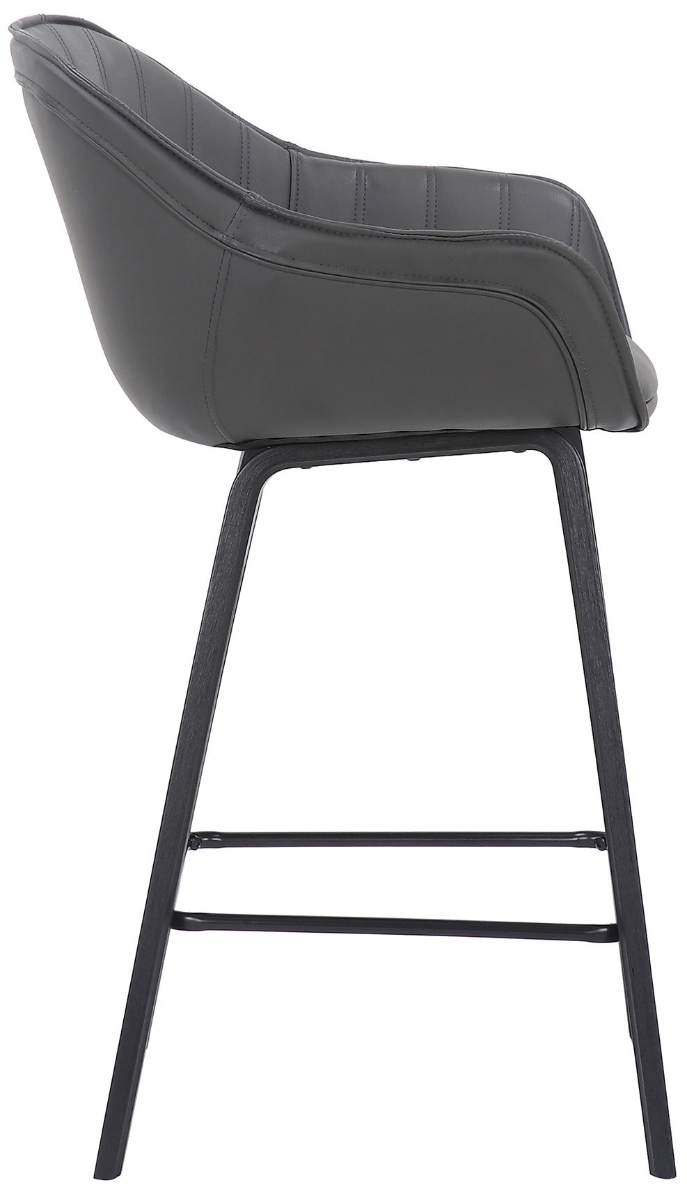Image 4 Crimson 26 in. Barstool in Black Powder Coated Finish, Gray Faux Leather more views