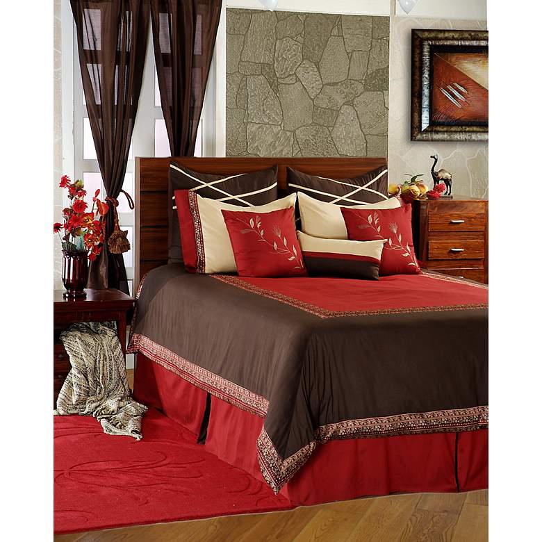 Image 1 Crimson 9-Piece Queen Bedding Set