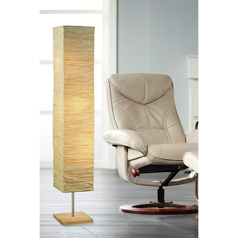 Image 1 Crinkle Paper 58" High Rectangular Shade Modern Floor Lamp