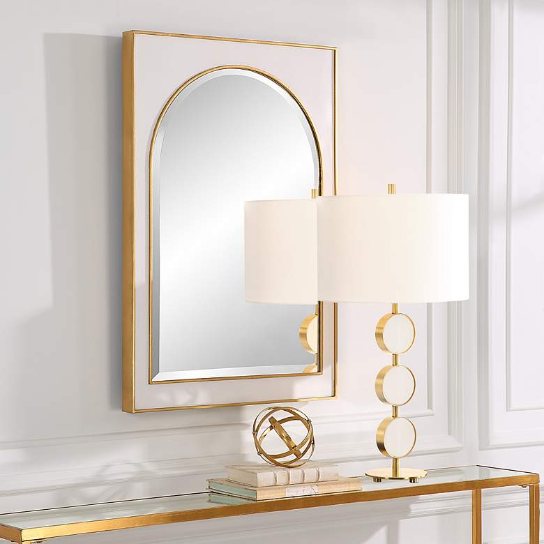 Image 4 Crisanta Antiqued Gold Leaf 25" x 37 1/2" Wall Mirror more views