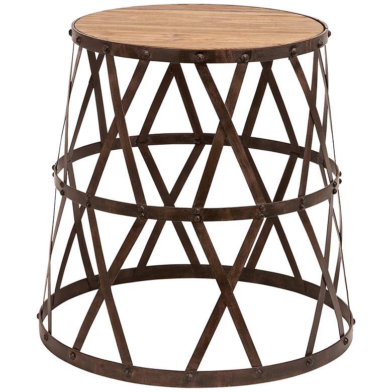 Image 1 Criss Cross Metal and Wood Stool