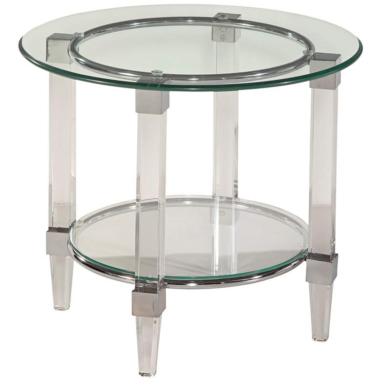 Image 1 Cristal Chrome and Acrylic Round End Table