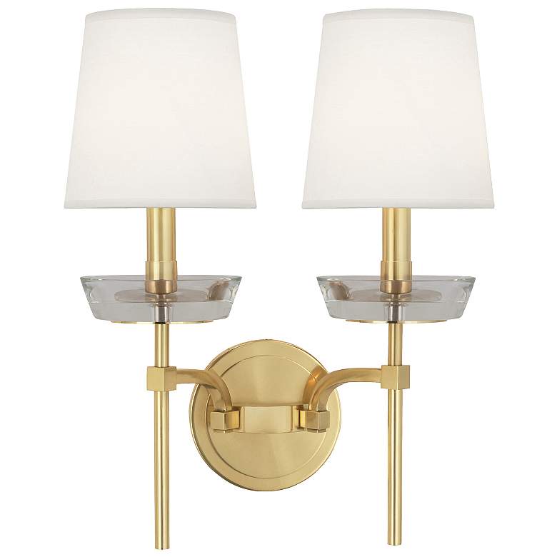 Image 1 Cristallo 18" High 2 Light Modern Brass And Lucite CRYST Wall Sconce
