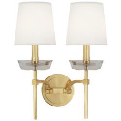 Cristallo 18" High 2 Light Modern Brass And Lucite CRYST Wall Sconce