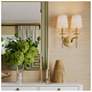 2_Cristallo 18" High 2 Light Modern Brass And Lucite CRYST Wall Sconce more views