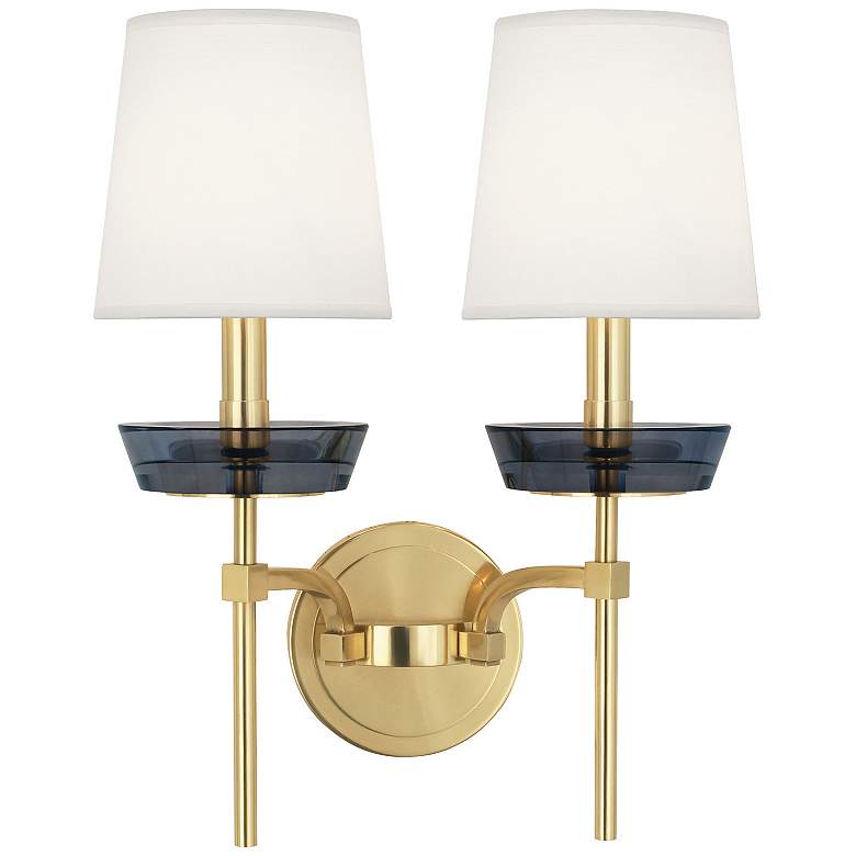 Image 1 Cristallo 18" High 2 Light Modern Brass And Smoke CRYST Wall Sconce