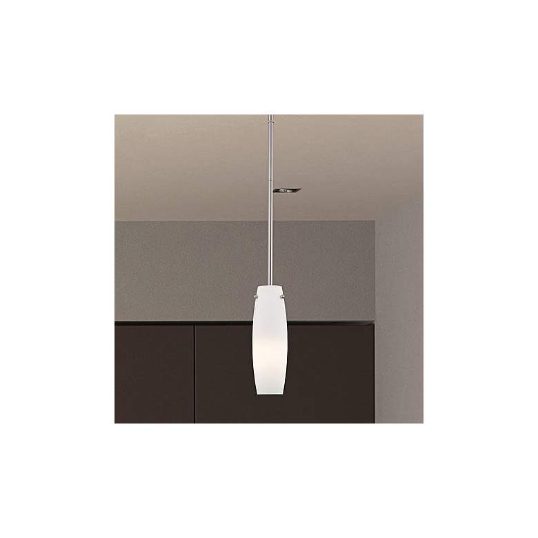 Image 2 Cristof 3 3/4"W Brushed Nickel Mini Pendant w/ Opal Glass