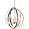 Criterium 30"W Aged Brass and Textured Iron 6-Light Pendant