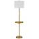 Crofton Antique Brass Floor Lamp w/ Tray Table and USB Ports