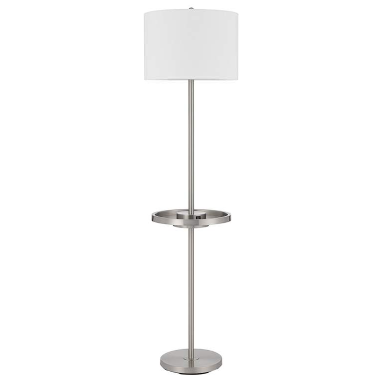 Image 1 Crofton Brushed Steel Floor Lamp w/ Tray Table and USB Ports