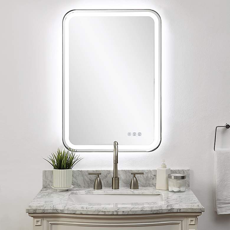 Image 2 Crofton Polished Nickel 22 1/4" x 32 1/4" LED Wall Mirror