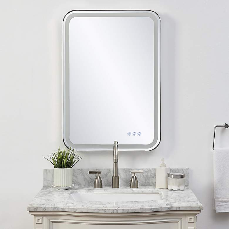 Image 4 Crofton Polished Nickel 22 1/4" x 32 1/4" LED Wall Mirror more views