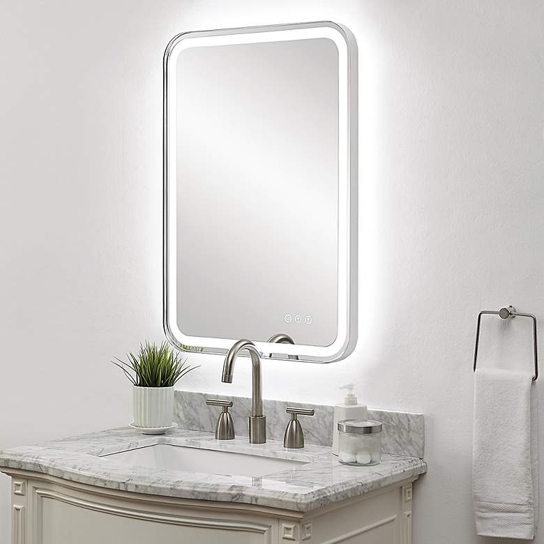 Image 5 Crofton Polished Nickel 22 1/4" x 32 1/4" LED Wall Mirror more views