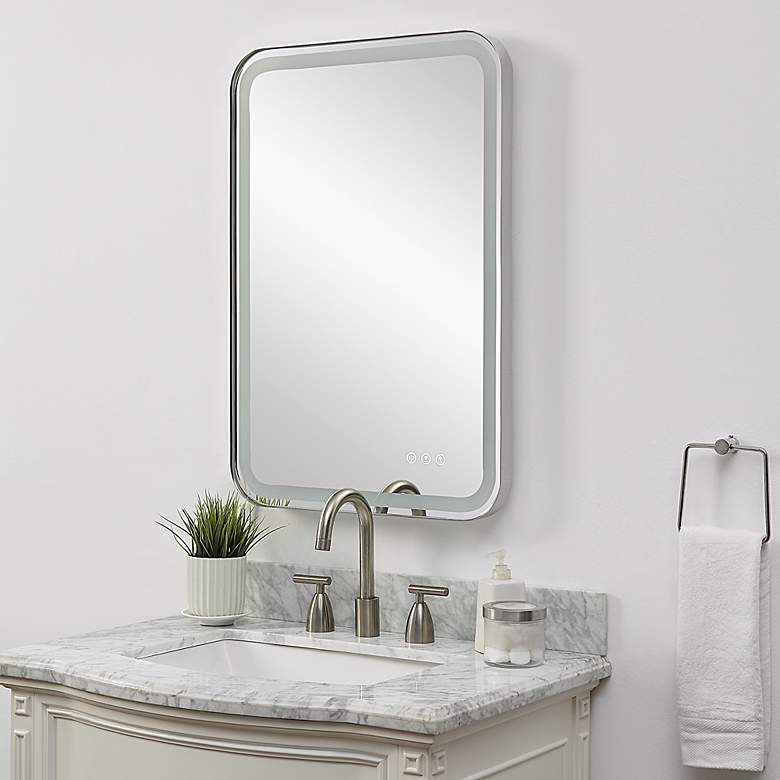 Image 6 Crofton Polished Nickel 22 1/4" x 32 1/4" LED Wall Mirror more views