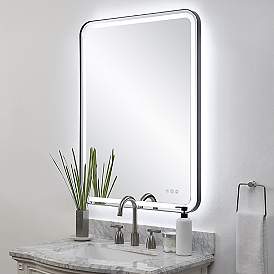 Image5 of Crofton Satin Black 30" x 40" Rectangular LED Wall Mirror more views