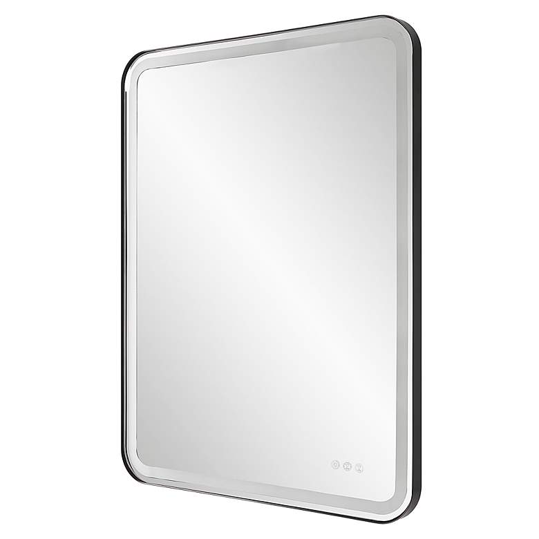 Image 7 Crofton Satin Black 30" x 40" Rectangular LED Wall Mirror more views