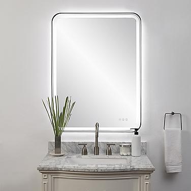 Crofton Satin Black 30" x 40" Rectangular LED Wall Mirror