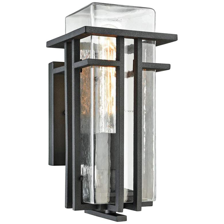 Image 1 Croftwell 12" High Textured Matte Black Outdoor Wall Light