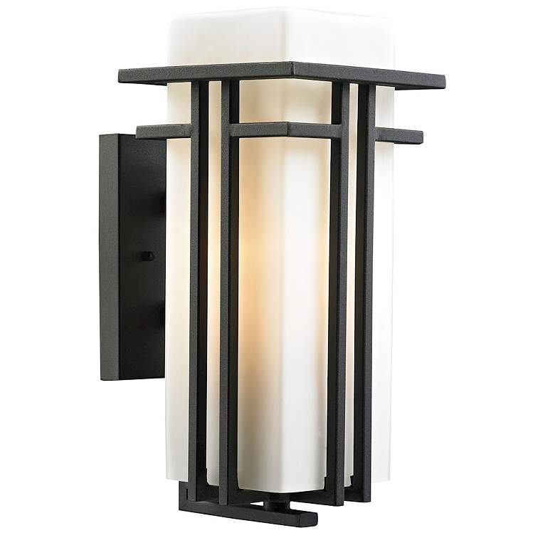 Image 1 Croftwell 15 inch High 1-Light Outdoor Sconce - Textured Matte Black