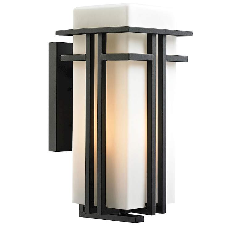 Image 1 Croftwell 17 inch High 1-Light Outdoor Sconce - Textured Matte Black