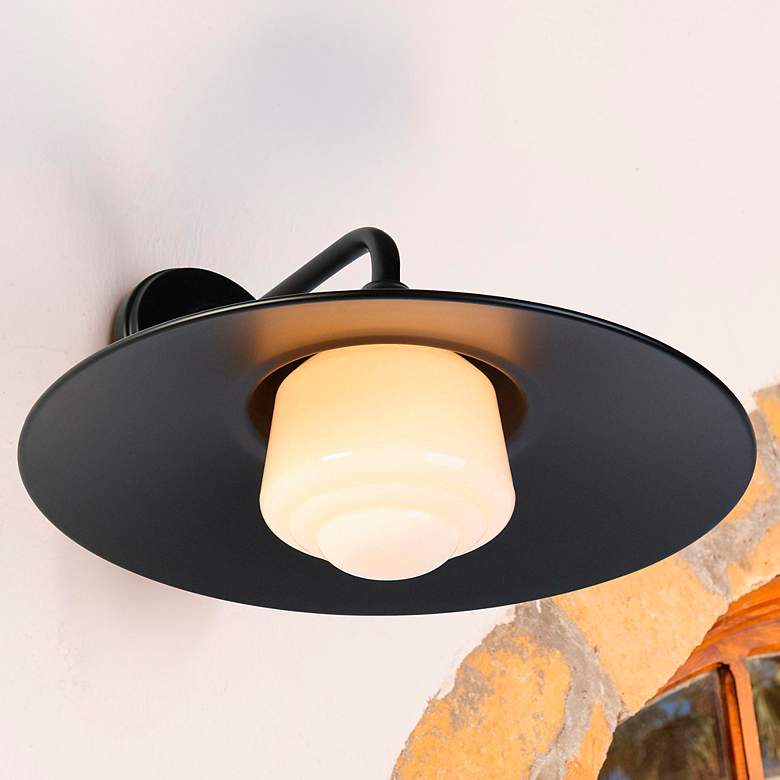 Image 1 Croma LED 15" Wall Sconce - Outdoor in Matte Black with Matte Black Shade