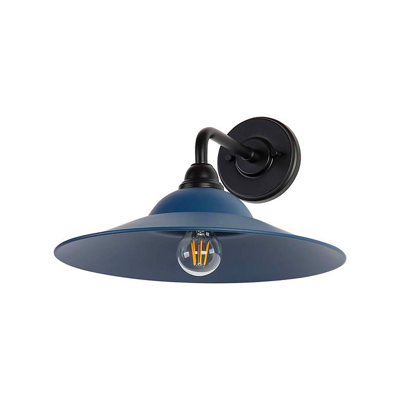 Image 2 Croma LED 15" Wall Sconce - Outdoor in Matte Black with Matte Blue Shade more views