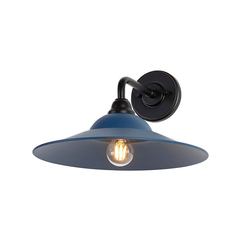 Image 3 Croma LED 15" Wall Sconce - Outdoor in Matte Black with Matte Blue Shade more views