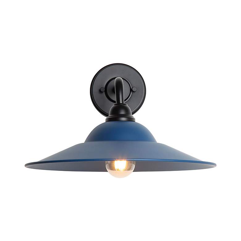 Image 4 Croma LED 15" Wall Sconce - Outdoor in Matte Black with Matte Blue Shade more views