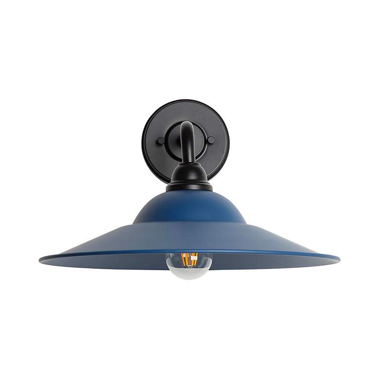 Image 5 Croma LED 15" Wall Sconce - Outdoor in Matte Black with Matte Blue Shade more views