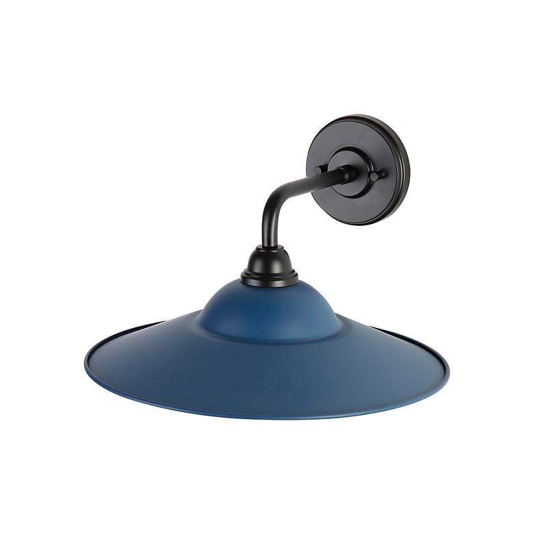 Image 6 Croma LED 15" Wall Sconce - Outdoor in Matte Black with Matte Blue Shade more views