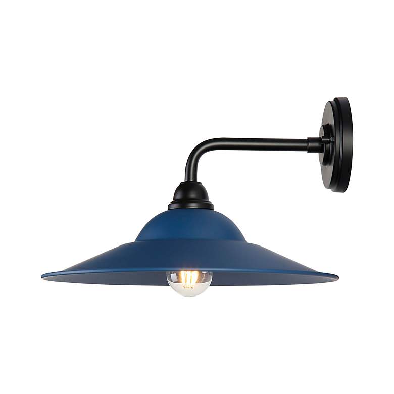 Image 7 Croma LED 15" Wall Sconce - Outdoor in Matte Black with Matte Blue Shade more views