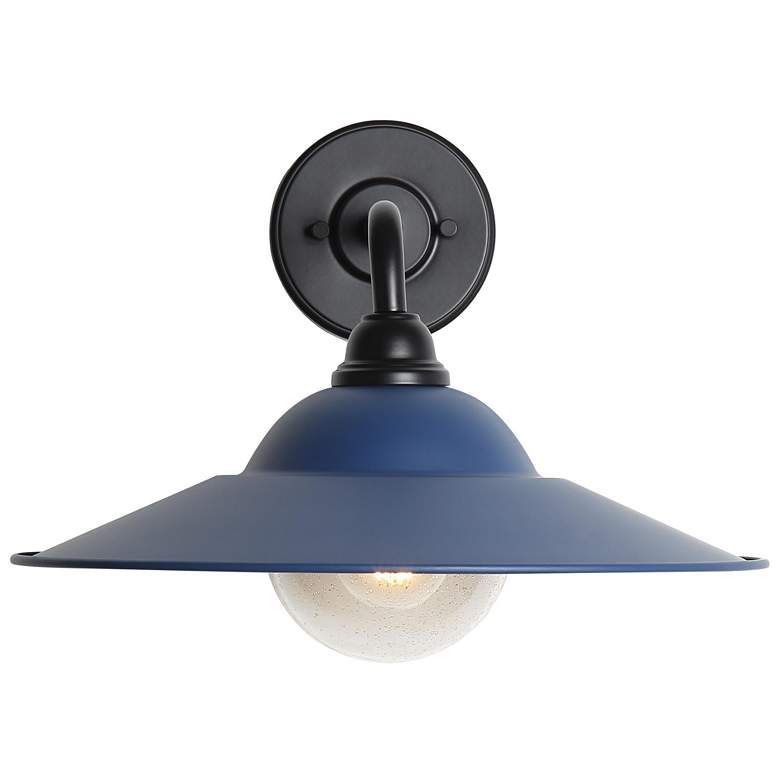 Image 1 Croma LED 15" Wall Sconce - Outdoor in Matte Black with Matte Blue Shade