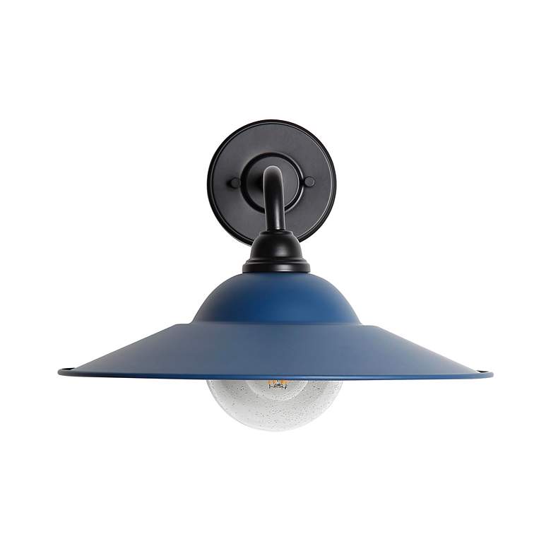 Image 2 Croma LED 15" Wall Sconce - Outdoor in Matte Black with Matte Blue Shade more views
