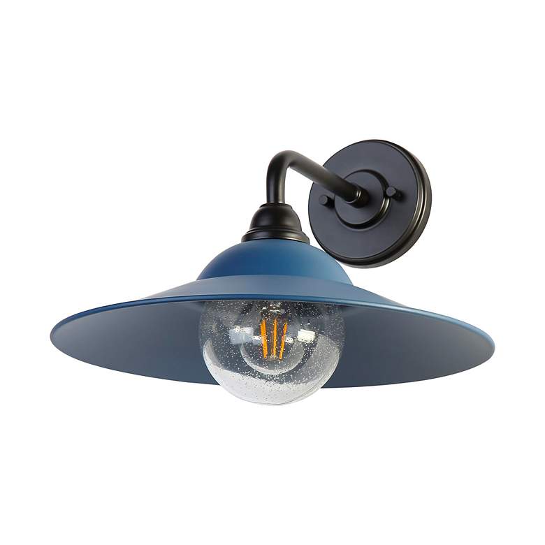 Image 3 Croma LED 15" Wall Sconce - Outdoor in Matte Black with Matte Blue Shade more views