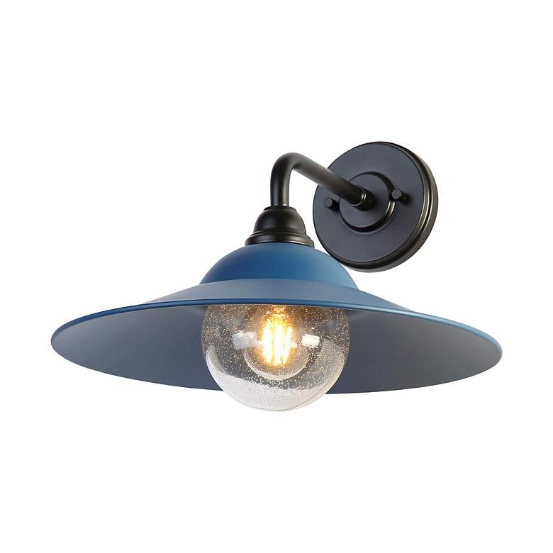Image 4 Croma LED 15" Wall Sconce - Outdoor in Matte Black with Matte Blue Shade more views