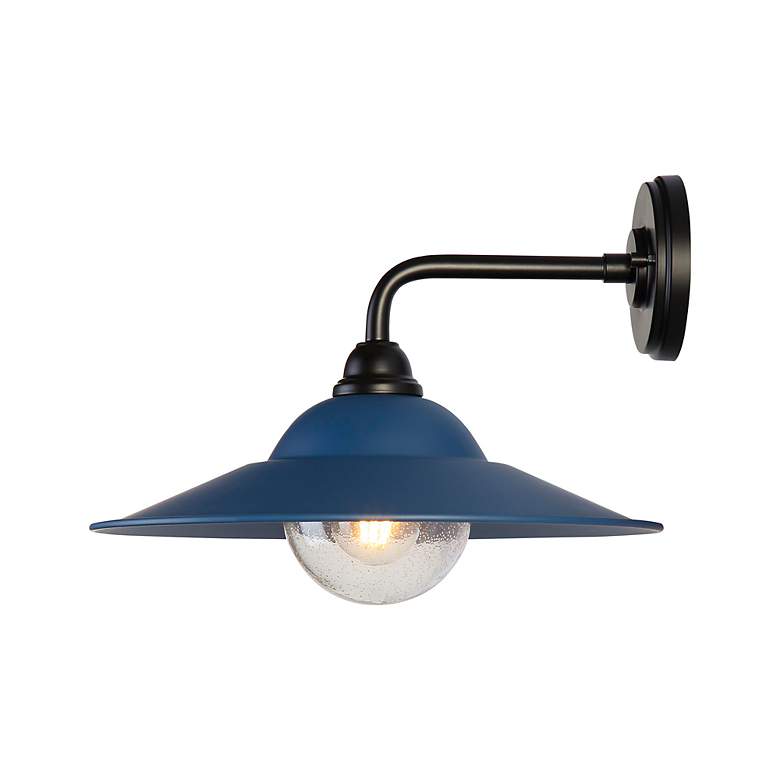 Image 5 Croma LED 15" Wall Sconce - Outdoor in Matte Black with Matte Blue Shade more views