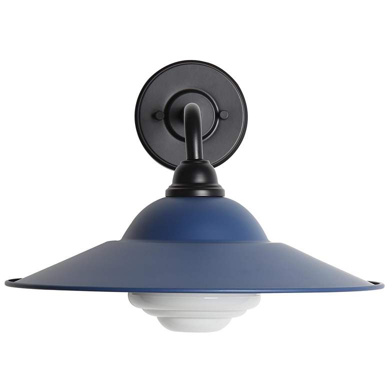Image 1 Croma LED 15" Wall Sconce - Outdoor in Matte Black with Matte Blue Shade