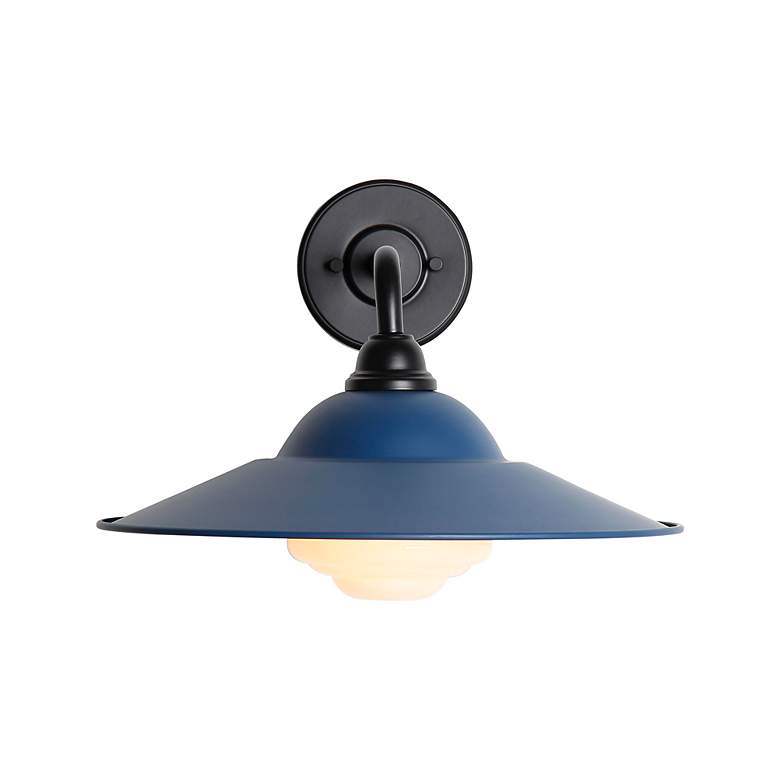 Image 2 Croma LED 15" Wall Sconce - Outdoor in Matte Black with Matte Blue Shade more views