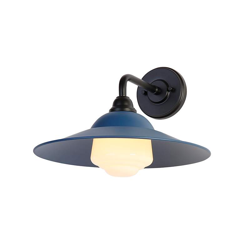 Image 4 Croma LED 15" Wall Sconce - Outdoor in Matte Black with Matte Blue Shade more views